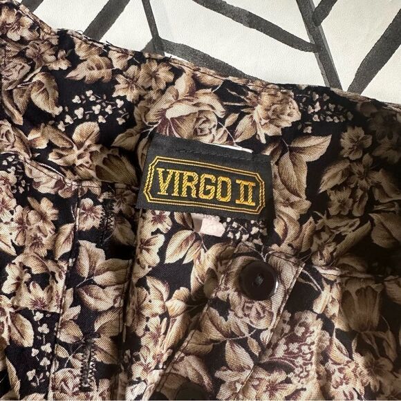 Vintage Virgo II Size 6 Neutral Floral A-Line Long Sleeve Midi Dress - Picture 4 of 4